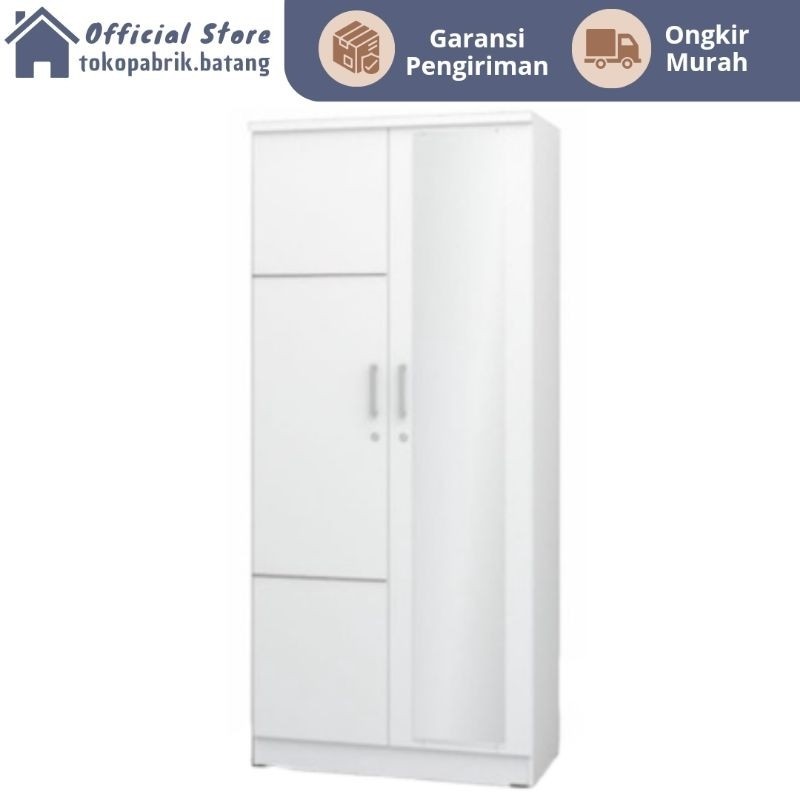 Lemari pakaian 2 pintu full kaca minimalis lemari olympic lemari baju termurah modern batang pekalon