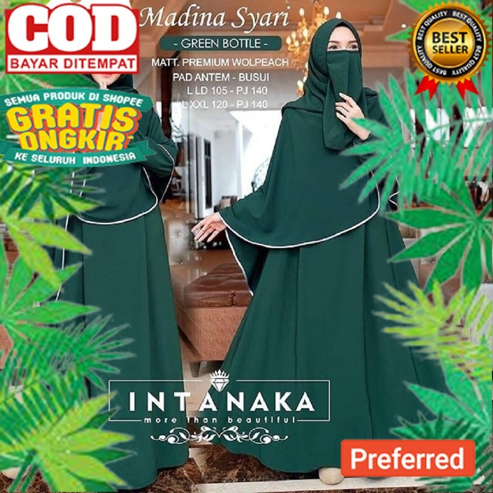 FREE CADAR MADINA SYARI [M,L,XL,XXL,3XL,4XL] / Gamis Syari Set Khimar Terbaru 2022 / Gamis Syari Set