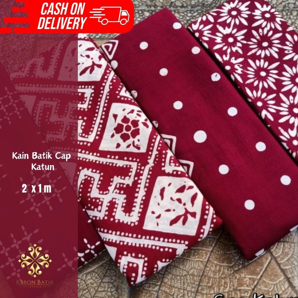 Kain Batik Cap warna Merah Maroon Batik Solo 2403200003