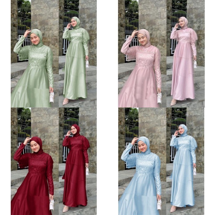 promosi toko Gamis wanita Hafizah Velvet Busana muslim cewek lebaran dress muslimah - random/acak