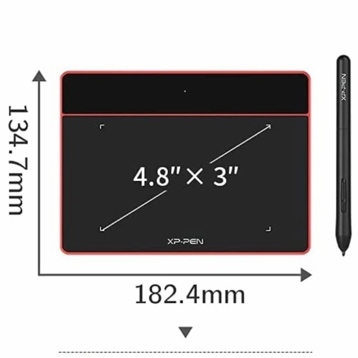 XP Pen Deco fun XS 4.8 x 3 inch support android pentab murah - Merah