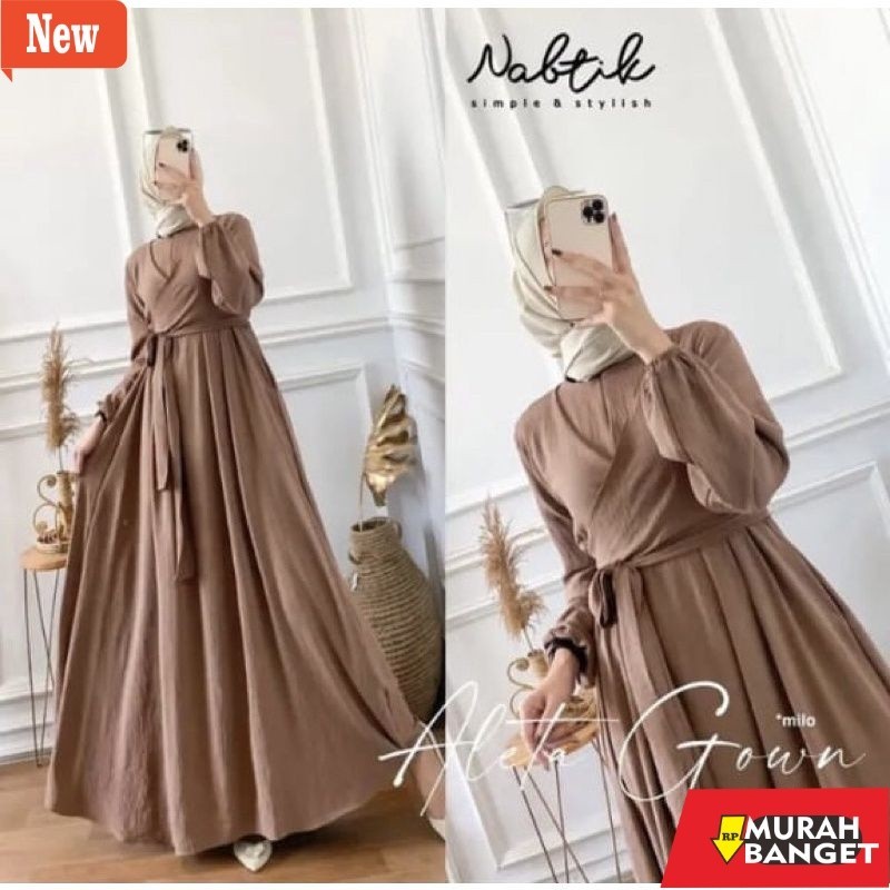 Gamis wanita untuk lebaran- ALETA GLENCA GAMIS // MAXY DRESS BAHAN CRINKLE