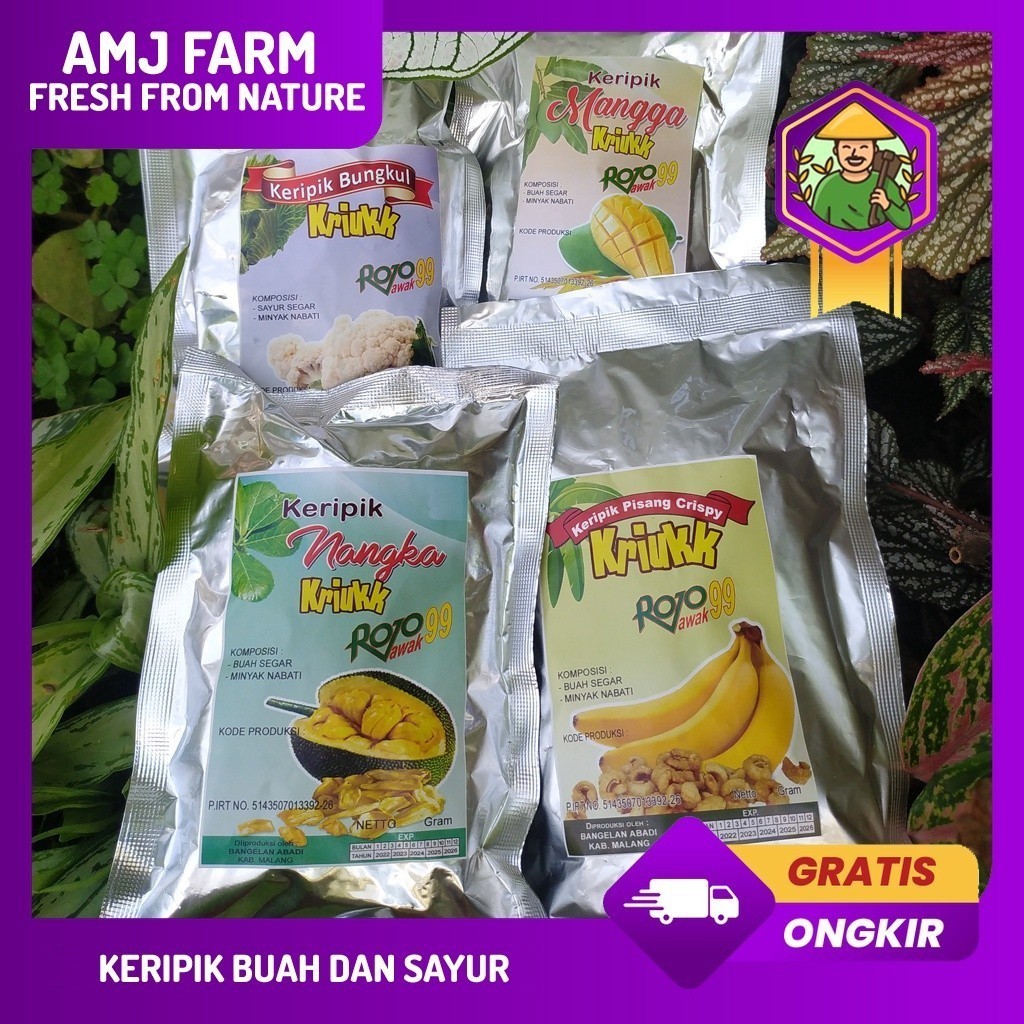 

MURAH Keripik Buah dan Sayur khas Malang Batu Nangka Salak Mangga Pisang Brokoli AMJ FARM