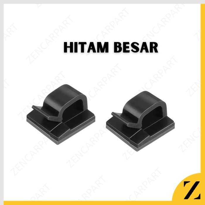 Clip Organizer Cable Holder Pengikat Kabel Dinding Lem Double Tape 3M - Hitam, BESAR