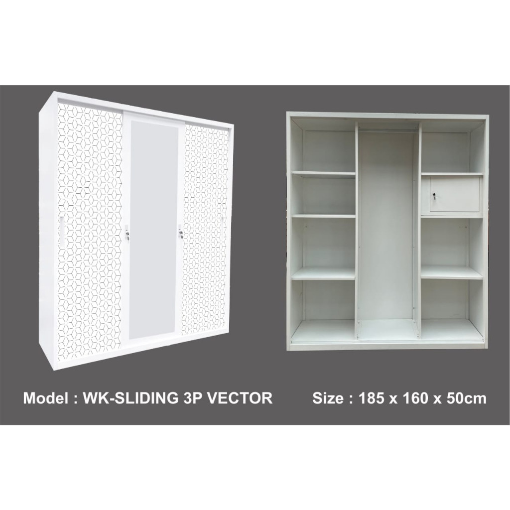 

PROMO SPESIAL Lemari Pakaian 3 Pintu, lebar 140 cm