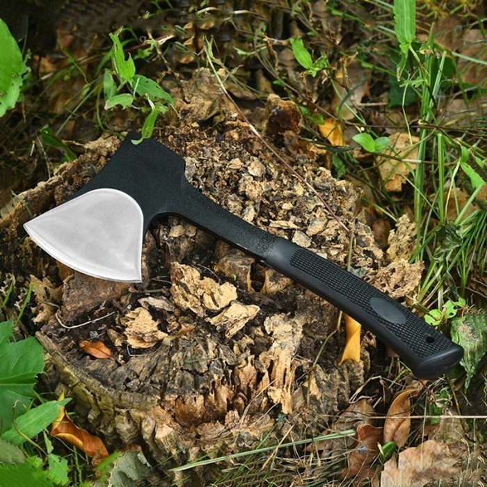 Kampak Kapak Besi Survival Gagang Karet Tactical Axe 27 cm