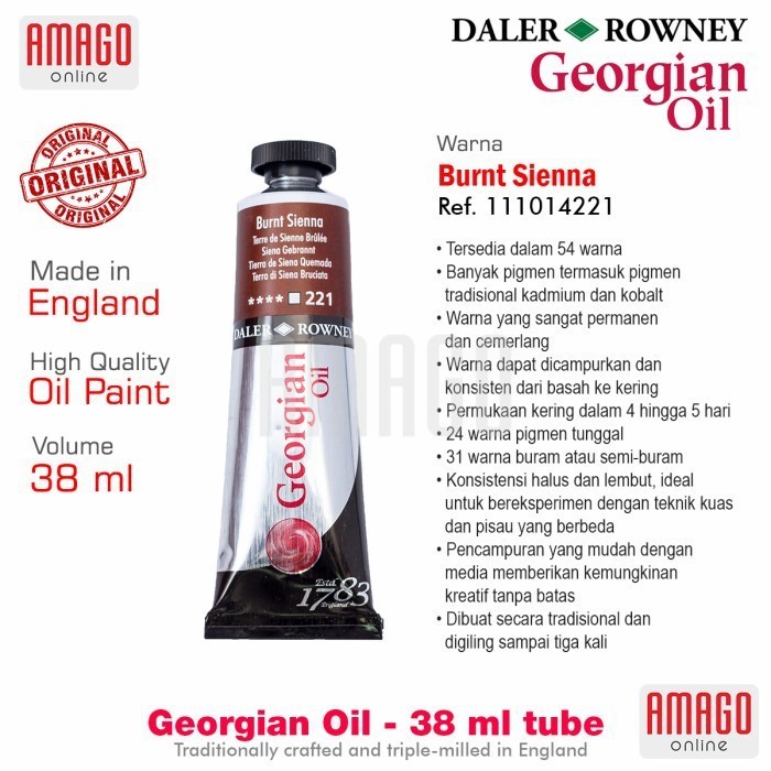 

DALER-ROWNEY Georgian Oil 38 ml - Cat Minyak Lukis - Burnt Sienna - 111014221