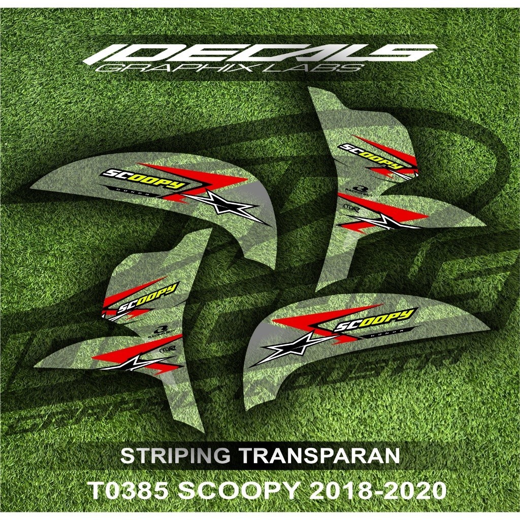 

t0385 sticker stripinng transparan motor scoopy new 2018-2020 list simple bisa request desain motorcicle