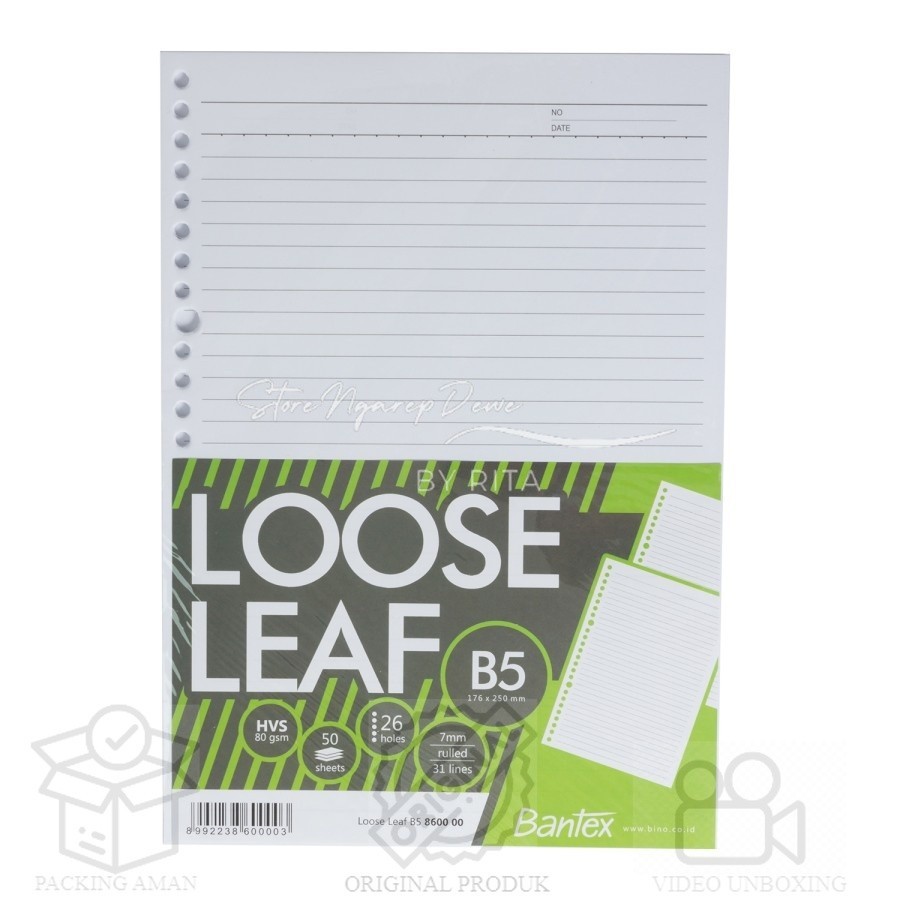 

LOOSE LEAF B5-50 BANTEX 8600 00 / ISI BINDER barang original seperti gambar
