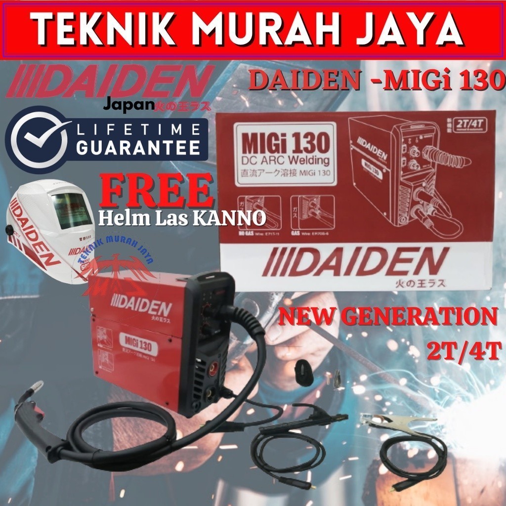DAIDEN MIGi 130 MESIN TRAVO LAS INVERTER MIG CO2 TIG MMA 2T/4T WELDING