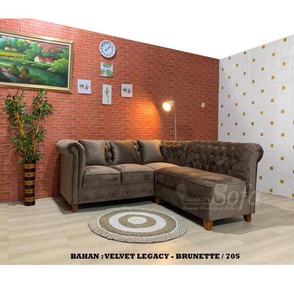 Sofa Ruang Tamu Modesty L Chesterfield Mini