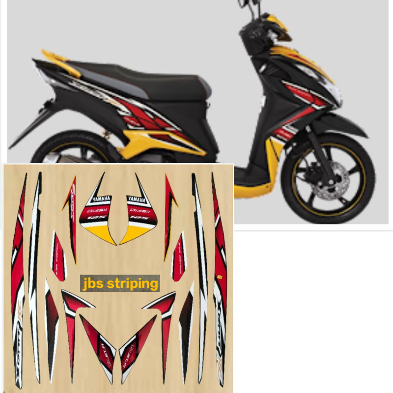 Stiker xeon striping  Yamaha Xeon RC kuning hitam tahun 2013 2014