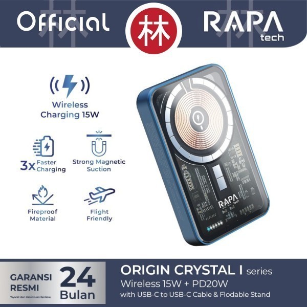 RAPAtech PB2011 - Powerbank Wireless PD20W & Line+ MFi 27W - 5000 mAh