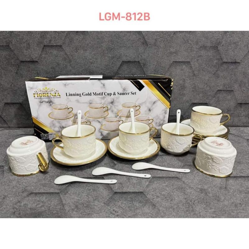 Cangkir Tatakan Fiorenza Marble Set AK-812C (Original)
