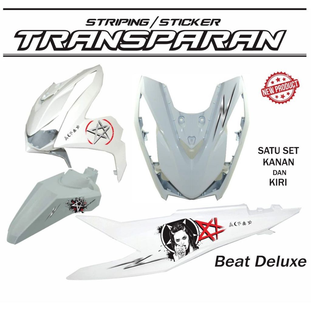 stiker motor Stripping VARIASI Transparan Beat Deluxe Set Kanan dan Kiri