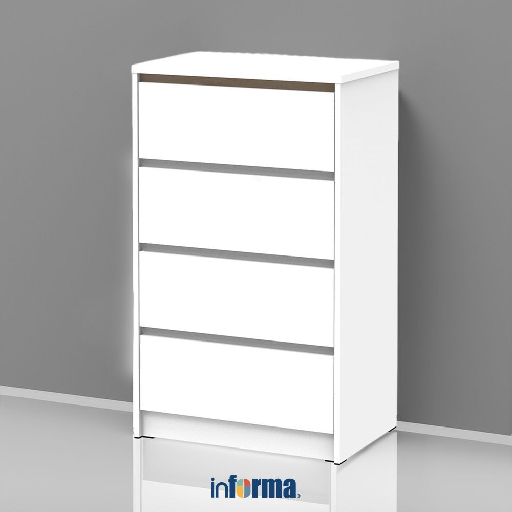 Informa Rana Laci Penyimpanan 4 Tingkat - Putih/Cokelat Maple Laci Kabinet Serbaguna Cabinet Penyimp
