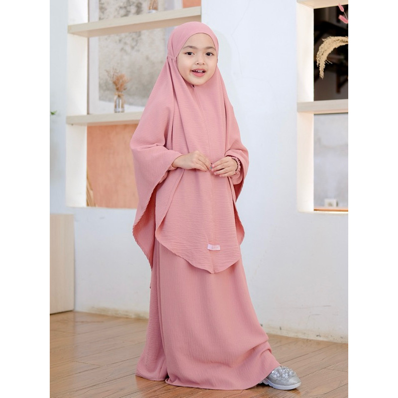 SD56YU Salvina Kids Gamis Anak Perempuan French Khimar Free Cadar Usia 2 Sampai 12 Tahun Inara Set