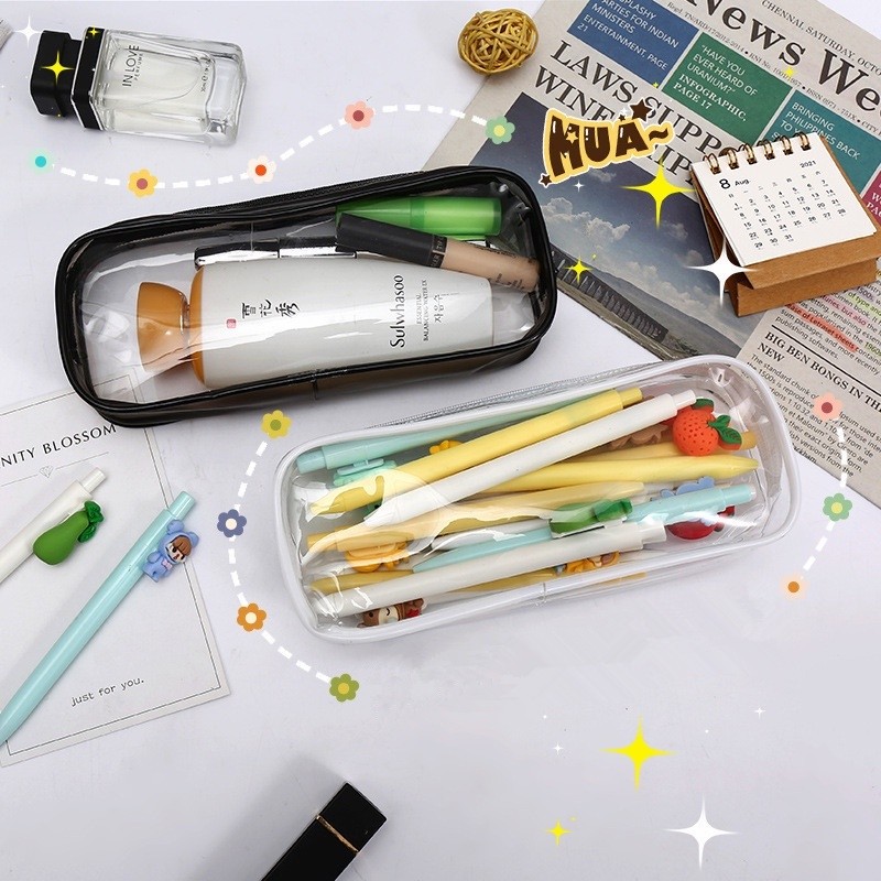 

Tempat Pensil Transparan/ Pouch Serbaguna Multifungsi / Tempat Pensil Polos Aesthetic / Pouch Dompet Mika Make Up