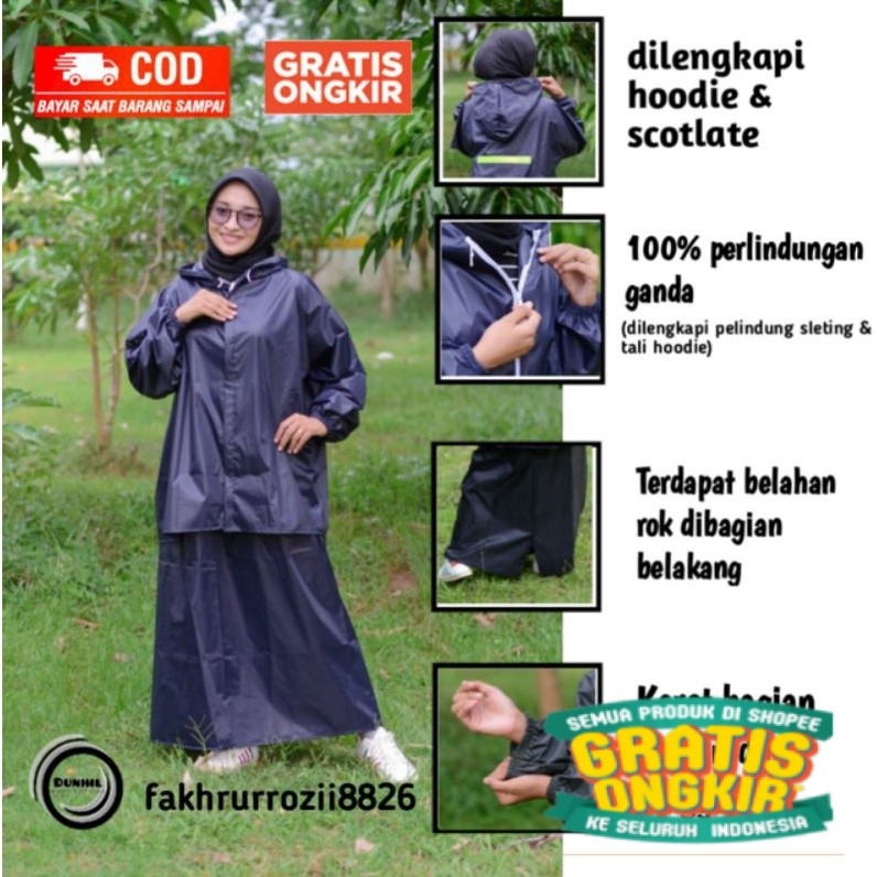 Jas Hujan Dunhil Setelan Rok Jas Hujan RainCoat/ bsar jumbo mantel jashujan