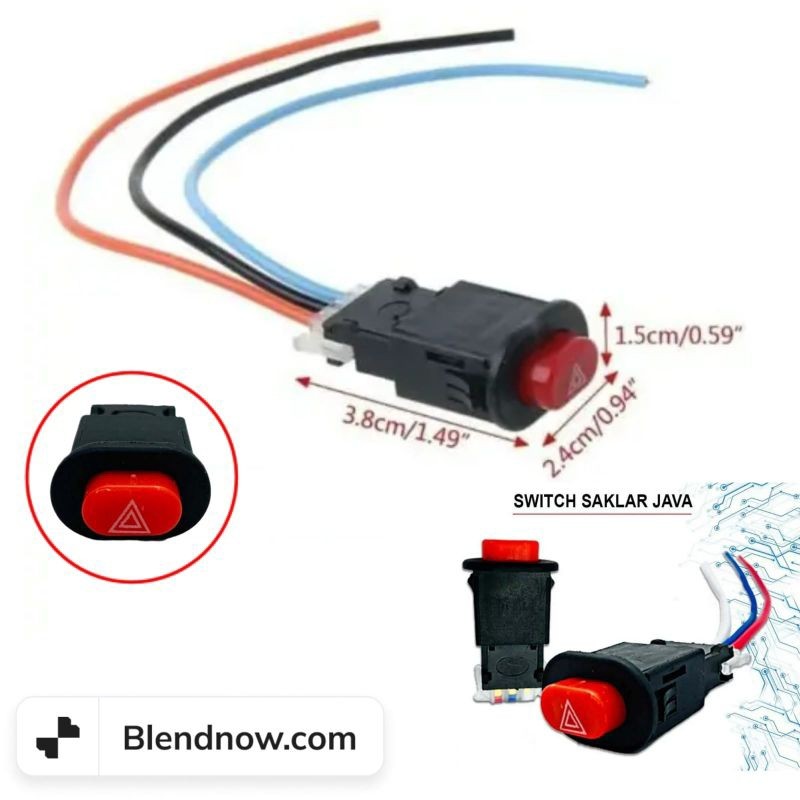 (Grosir)Saklar Hazard On-Of Saklar Switch Button Push On-Of Hazard 3 Kabel Saklar Lampu Serbaguna Un