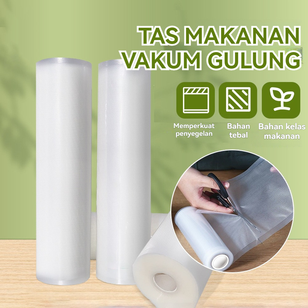 Vacuum Roll Plastik Sealer Makanan Emboss