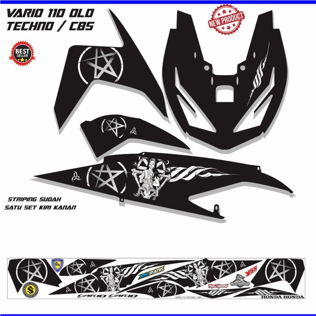 MOTIF STICKER MOTOR VARIO TECHNO OLD 110 /STIKER VARIO LAMA CARBU TECHNO 110 STRIPING MOTOR