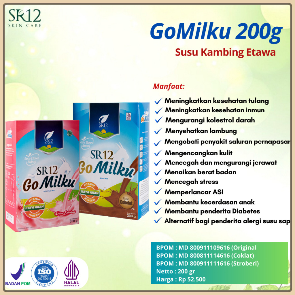 

Susu Kambing SR12 Gomilku 200gr Go Milku Susu Bubuk Etawa Halal