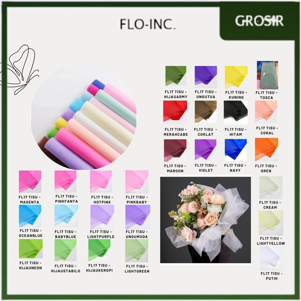 

FLO-INC. - (5 LEMBAR) - FL17 TISU Kertas Tissue Buket/ Kertas Tissue/ Flower Wrapping Paper