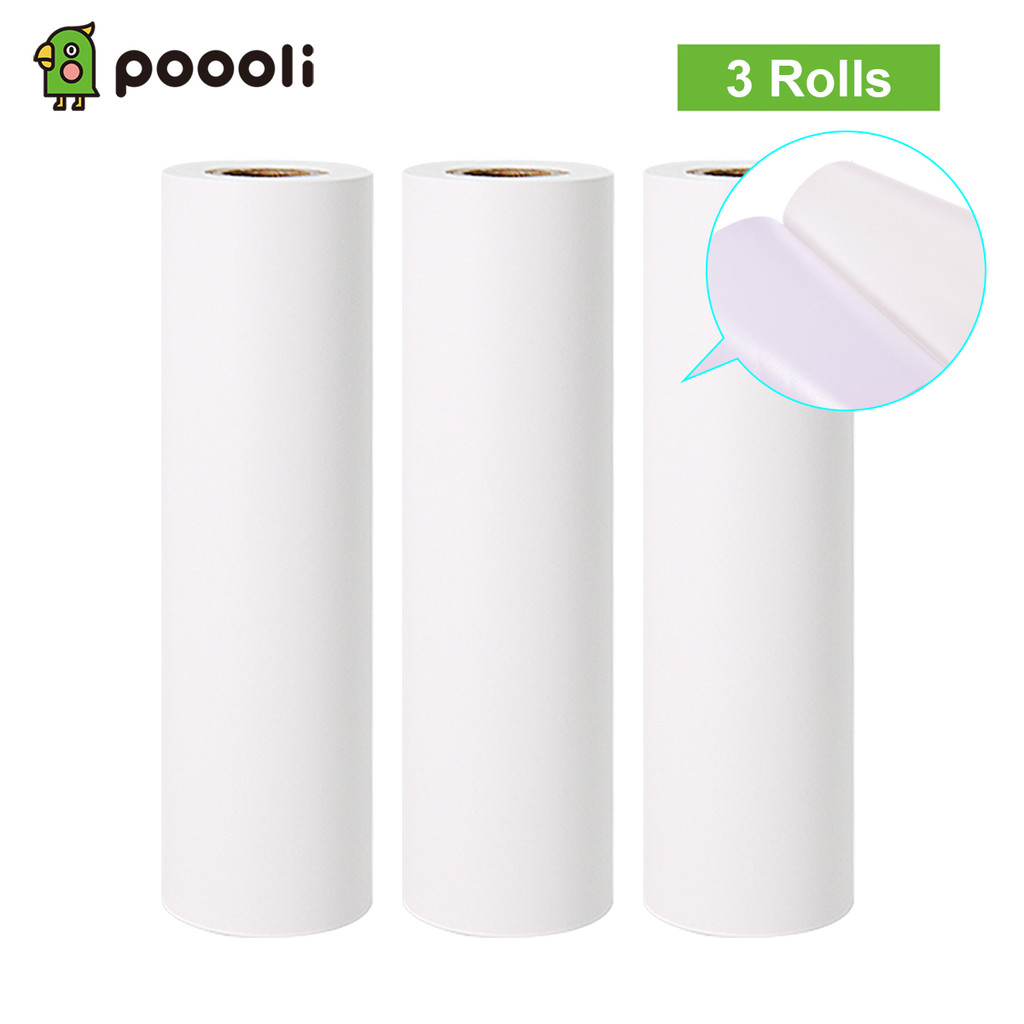 

3 Rolls Poooli 110 * 30mm White Thermal Paper Roll BPA-Free Long-Lasting 10-Years Paper for Poooli L3 Portable Thermal Printer