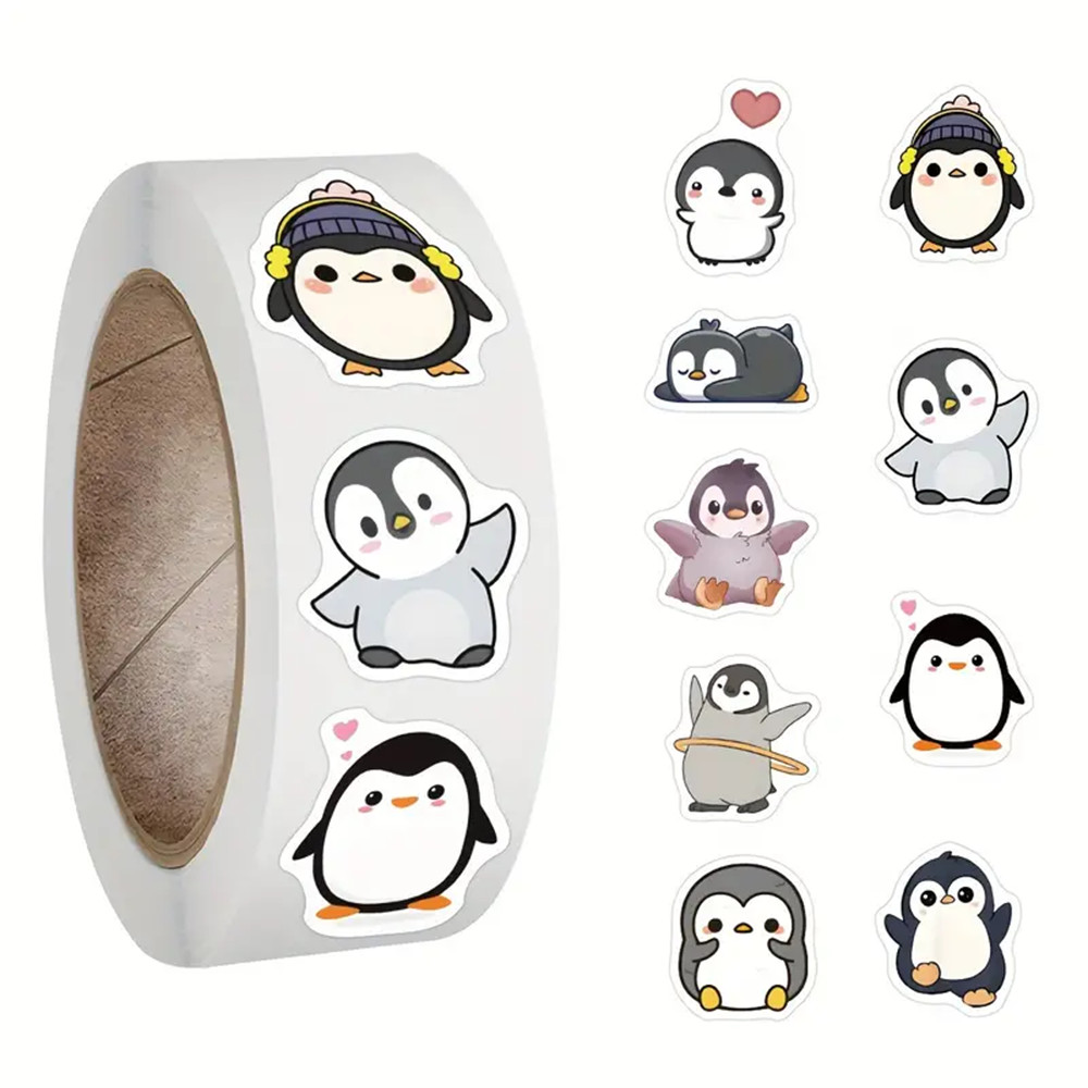 

100-500pcs Penguin Animal Stickers Cartoon Removable Notebook Graffiti Sticker Decoration DIY Gift Baking Package Envelope Lable