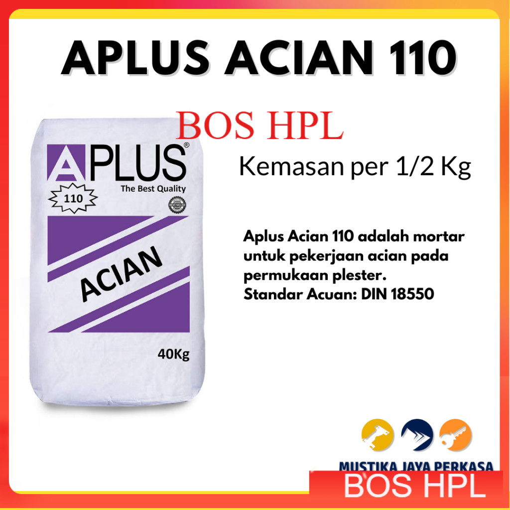 Aplus Mortar 110 Acian Plester Kemasan Eceran 0.5 kg 500 Gram