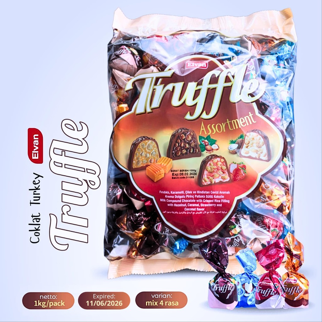 

Coklat Arab/Turki Elvan Truffle Kemasan 1kg 100% Original- Produksi Terbaru