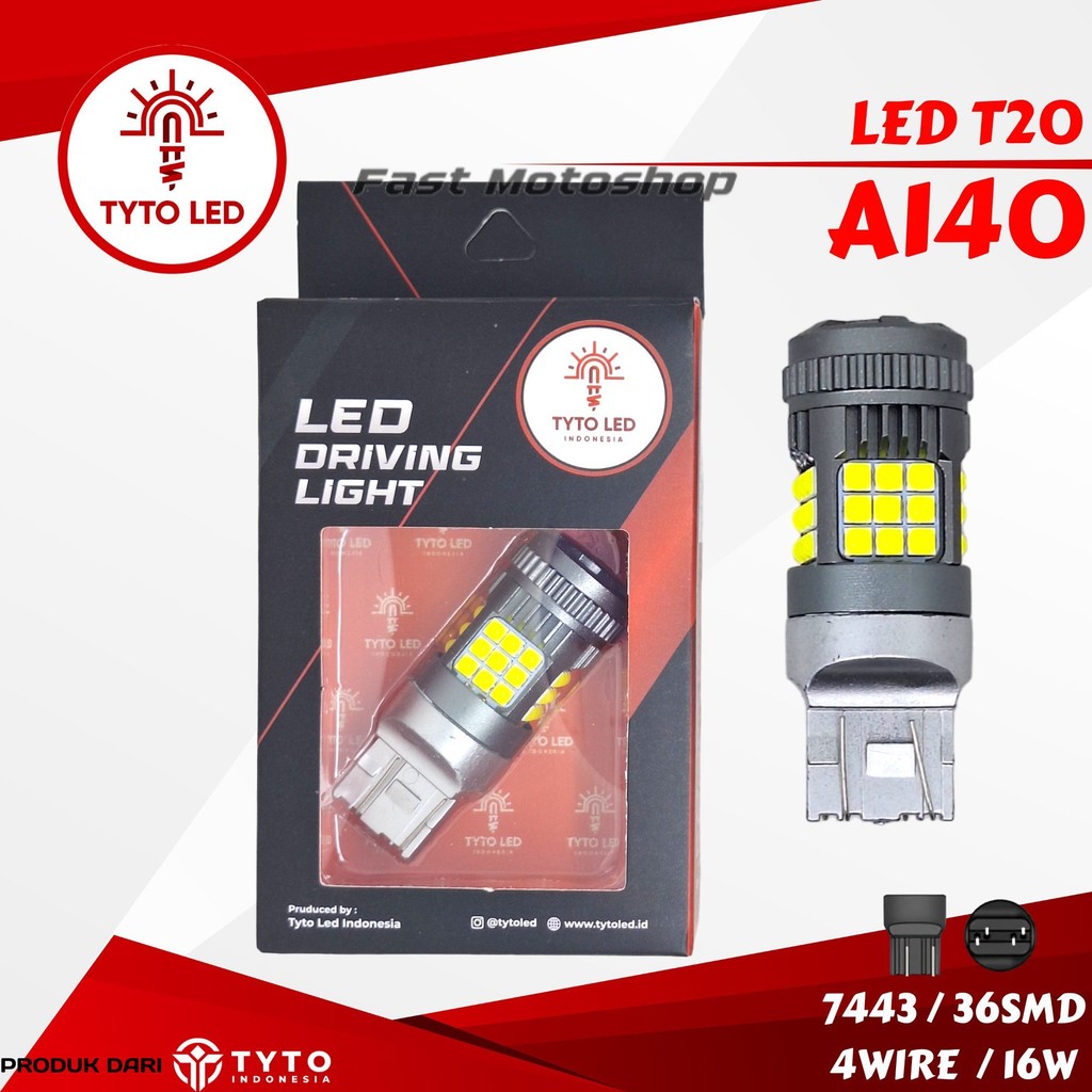 TYTO LED A140 LAMPU LED MOBIL SOKET T20 7443 36MATA 16WATT DC 4WIRE