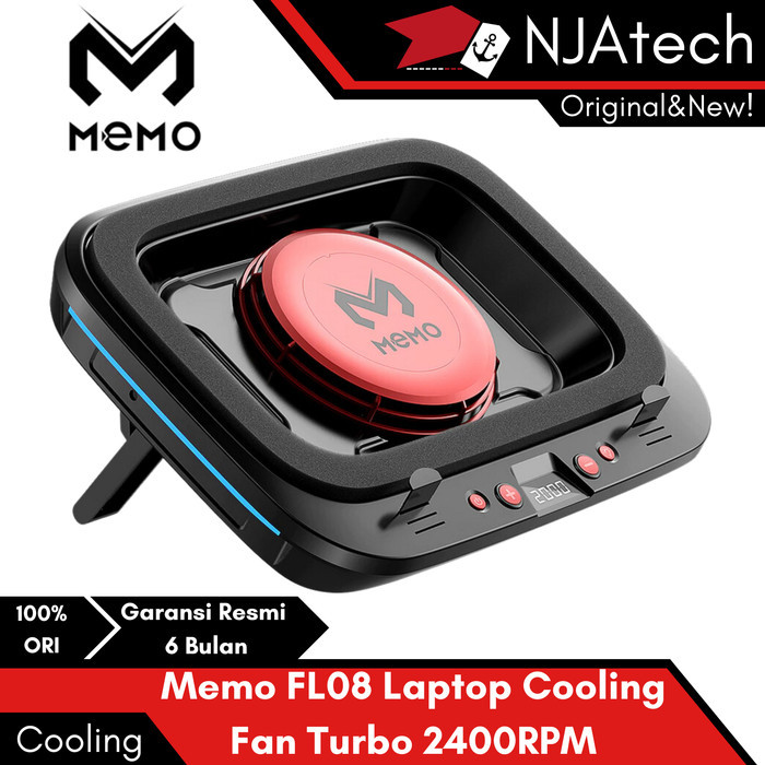 Memo FL08 Laptop Cooling Fan with 2400RPM turbo compressed air Cooler laptop Stand RGB