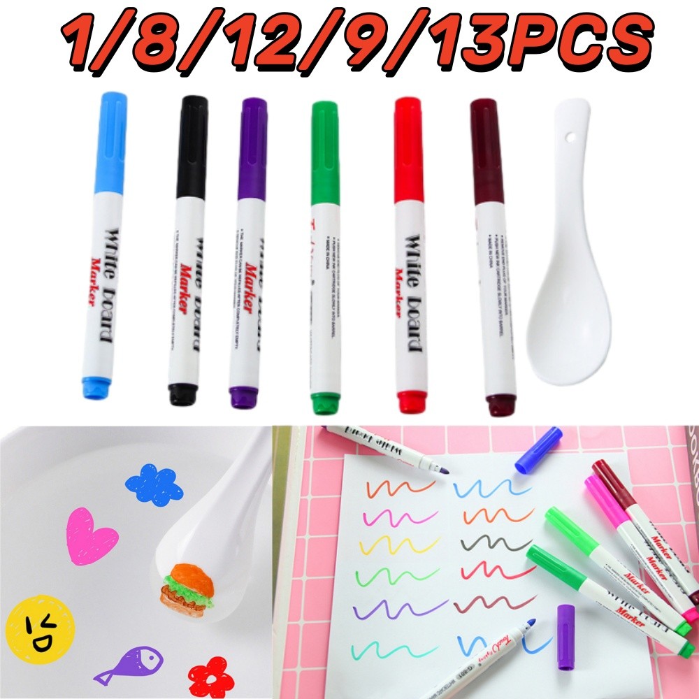 

Colors Magical Water Painting Floating Pen Set Whiteboard Markers Doodle Pens Kids Drawing Early Education with spoon c