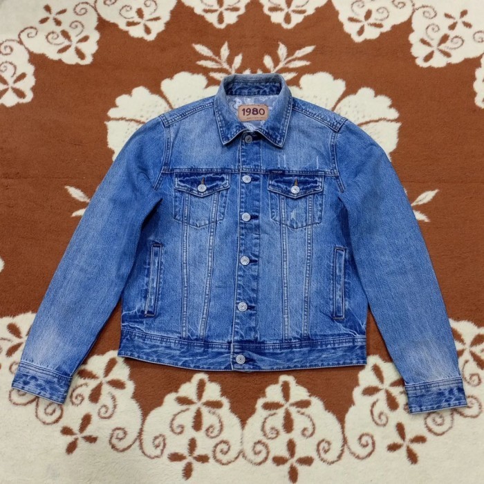 jaket jeans INDIGO SPAO sz L pria 1980 casual tebal motoran