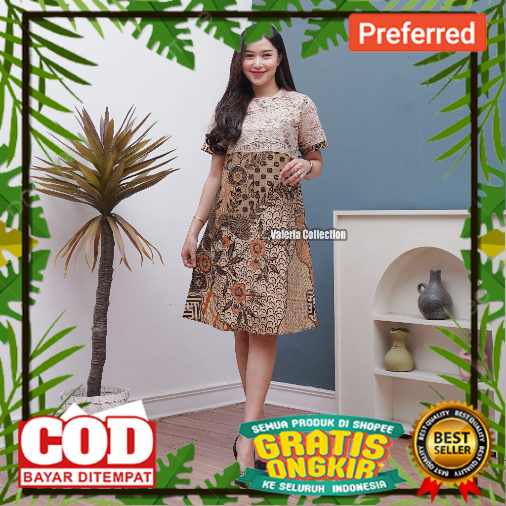 Valeria Collection Baju Couple Batik Pria Lengan Pendek Baju Pasangan Dress Brokat Pesta Cantik Mena