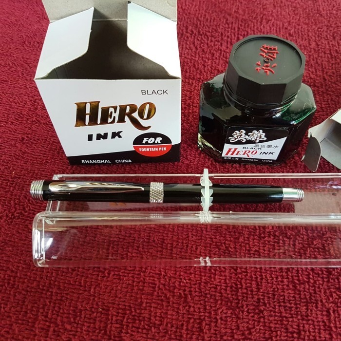 

PROMO!! -Paket MURAH..Fountain Pen Genius BLACK Nib M- dan Tinta Hero INK