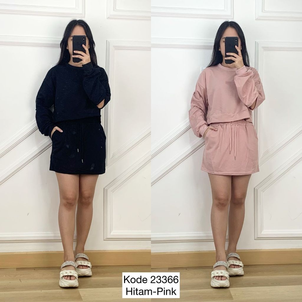Stelan Rok Wanita Terbaru Set Korea I Setelan Rok Crop I Setelan Crop Lengan Panjang I Setelan Rok P