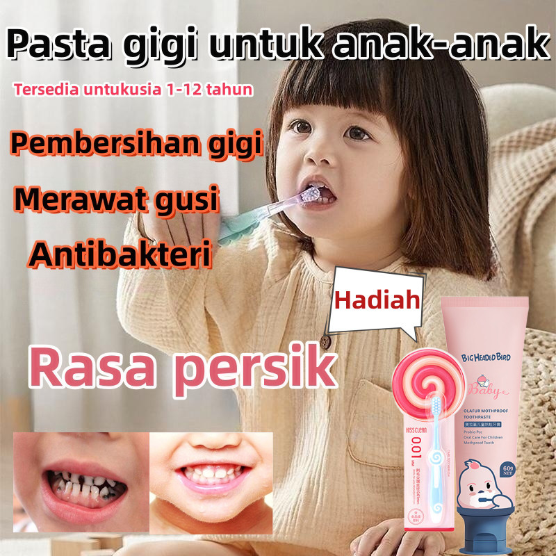 ⭐️1-12 TAHUN⭐️ Pasta Gigi Anak Untuk Gigi Karies Pasta Gigi Bayi Aman Tertelan Pembersih Gigi Anak O