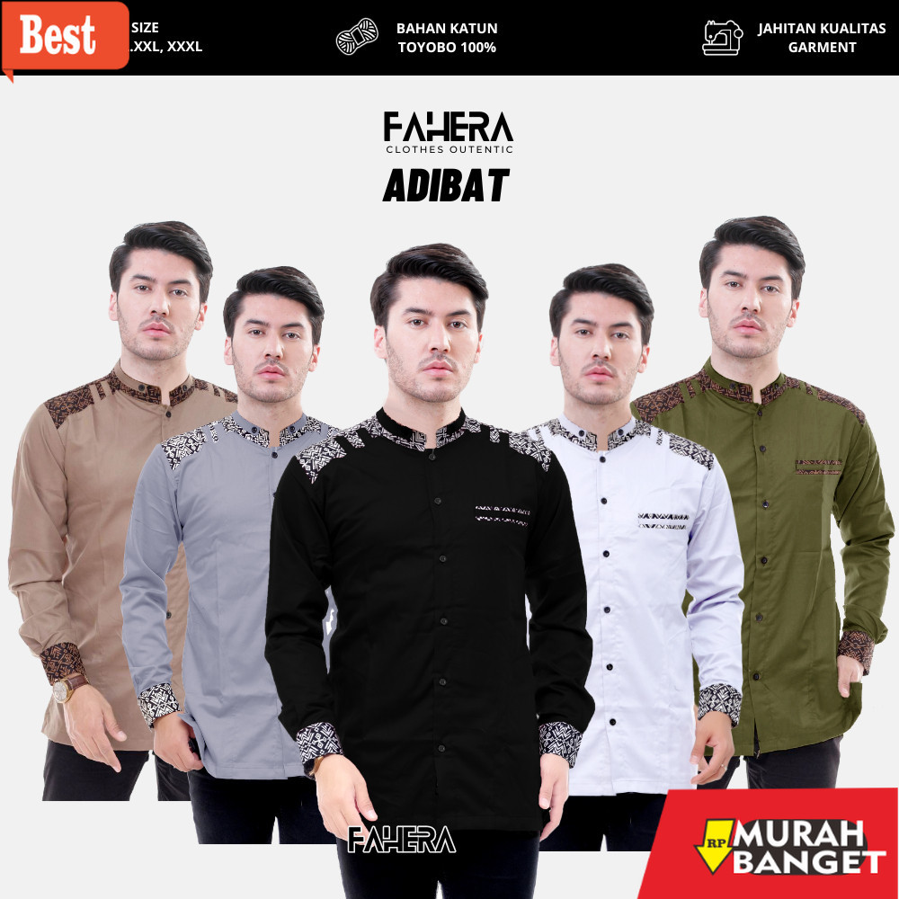 Baju muslim lengan panjang- Baju Koko Pria muslim terbaru / Kemeja Muslim polos terlaris bestseller/
