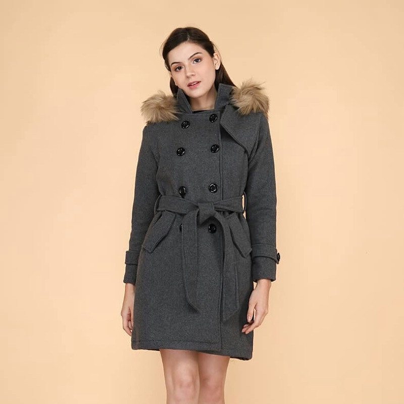 TANAYA LONG COAT PREMIUM - COAT BULU BAHAN TEBAL - JAKET TEBAL- COAT KOREA