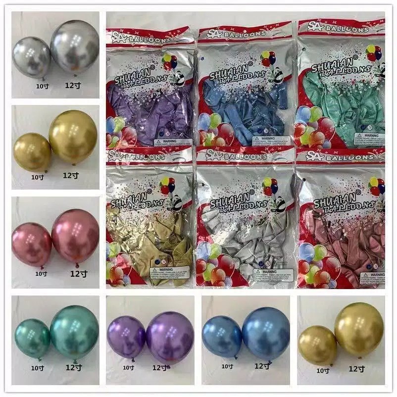 Balon Latex Chrome 12 Inch (50Pcs) Double Metalik