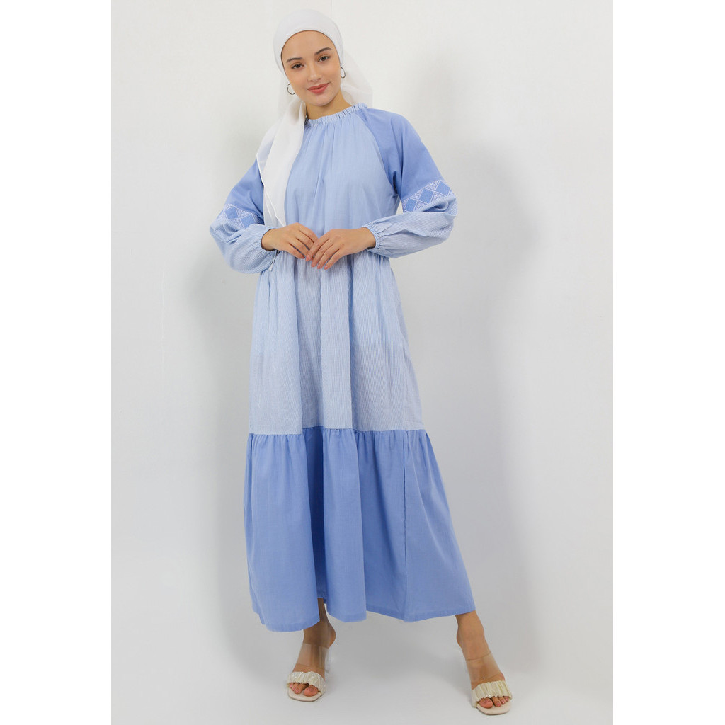 MFMW Alix Dress Gamis Biru Motif Salur