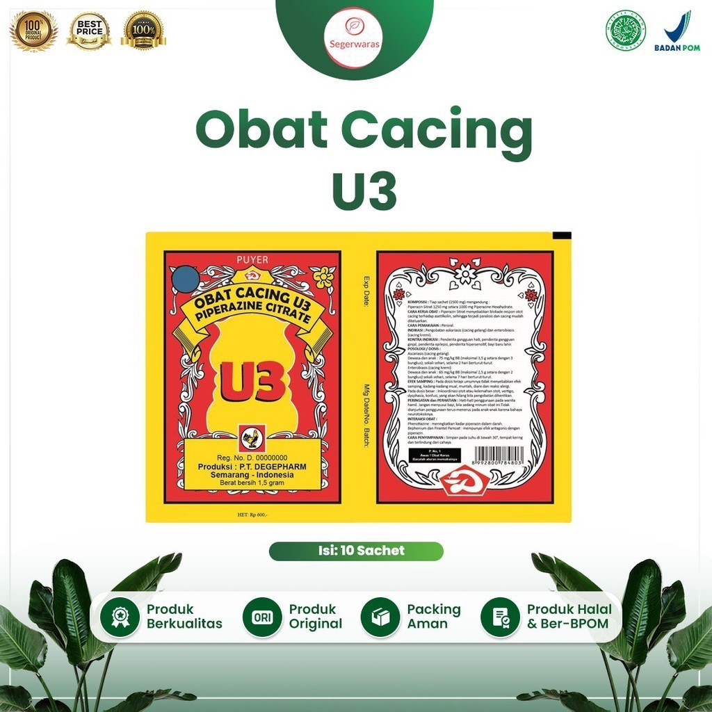 ☘️Segerwaras☘️ Puyer u3 obat cacing isi 12 sachet