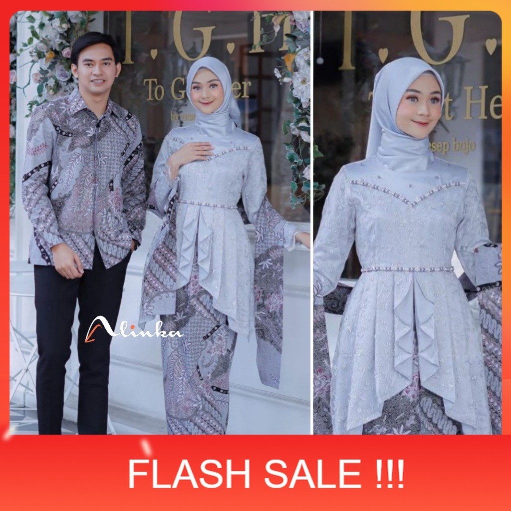 PROMO Kebaya modern wisuda couple batik brukat remaja terbaru mewah satu set pasangan keluarga baju pesta tunangan lamaran kondangan wanita muslim kekinian model laffeya