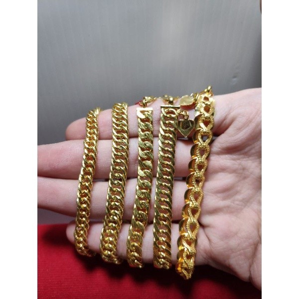Gelang kelabang, model S, asahan, rantai & jalan 2x emas asli kadar 24k 92% 1/2sk, 1 suku, 1 1/2sk, 