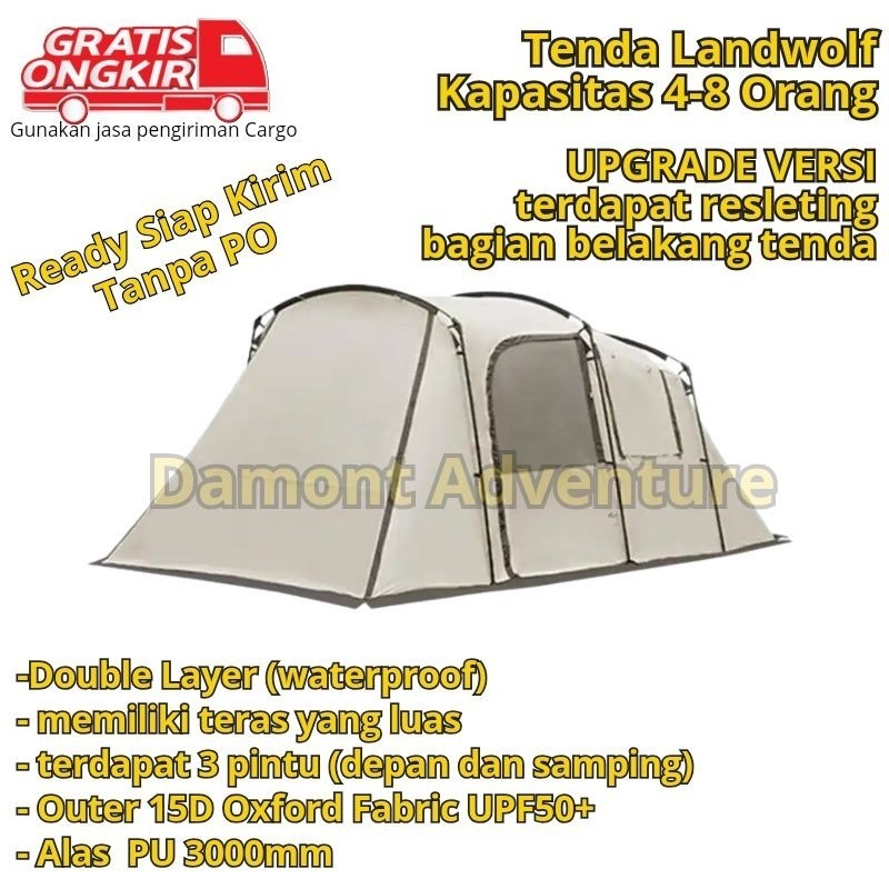 Tenda Tunnel Landwolf Eclipta Camping Keluarga 4-8 orang Double Layer Waterproof Family Tent