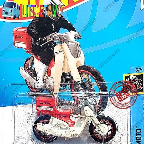 HOTWHEELS HONDA SUPER CUB CUSTOM 2023 MERAH MOTOR CLASSIC JADUL BEKDUK -OSC25