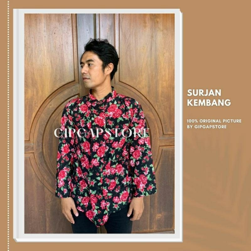 LURIK JAWA Baju Surjan Motif Bunga || Surjan Kembang Pria Dewasa || Baju Sorjan Kembang Bahan Satin